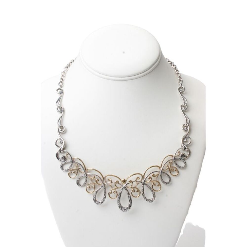 Carolyn Pollack Womens 925 Silver + 14K Plated Coronation Collar Necklace 20"
